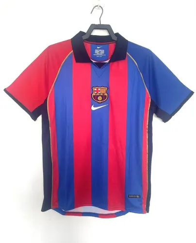 2001/2002 Camisa de Futebol Casa Retrô Barcelona Qualidade Tailandesa