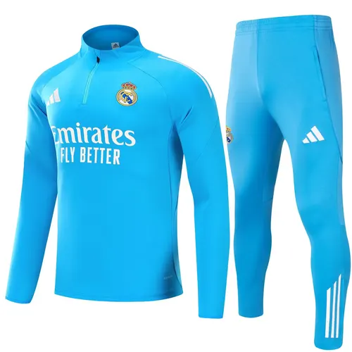 2025/2026 Real Madrid light blue Half-Pull Training Suit Football Shirt AAA fan-grade Set 02