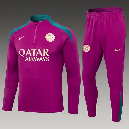 2024/2025 Psg Paris Saint-Germain Half-Pull Training Suit Rose Red Set