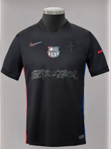 2024/2025 Player Version Barcelona x Travis Scott Collab Away Black Advertising Football Shirt AAA fan-grade