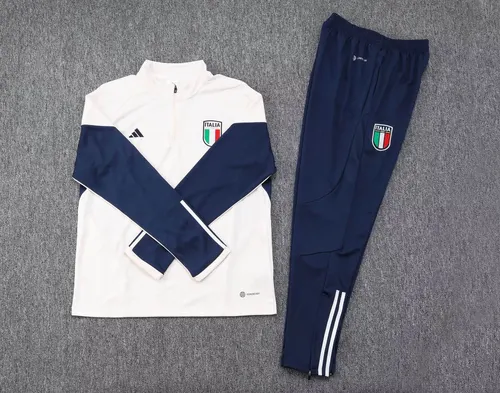 2023 Italy Half-Pull Training Suit Off-White Soccer Shirt Set — view 7