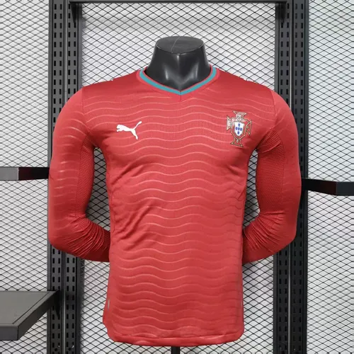 Camisa de Futebol Manga Longa Casa Portugal 2026 Versão Jogador AAA qualidade fã