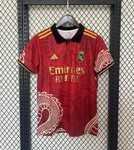 2024/2025 Real Madrid Dragão Vermelho Edição Especial Camisa Verde Qualidade Tailandesa