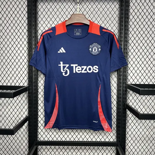 2024/2025 マンチェスター・ユナイテッド ダークブルー プレマッチ トレーニング ジャージ タイ品質