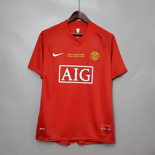 Camiseta de Fútbol Retro 2007/2008 Local Edición Champions League Manchester United Calidad Tailandesa
