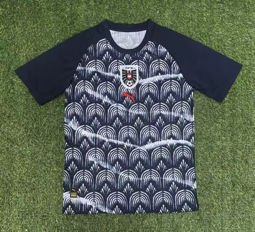 2025 Conjunto de Entrenamiento Negro Selección Nacional de Austria Camiseta de Fútbol AAA calidad aficionado