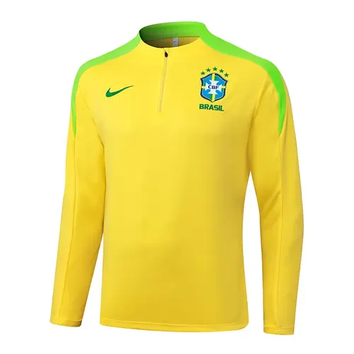 2025/2026 Brazil Half-Pull Training Suit Yellow Jersey Set — view 3