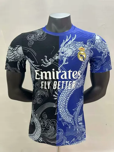 2025/2026 Player Version Real Madrid Dragon pattern Blue And Black Football Jersey AAA fan-grade