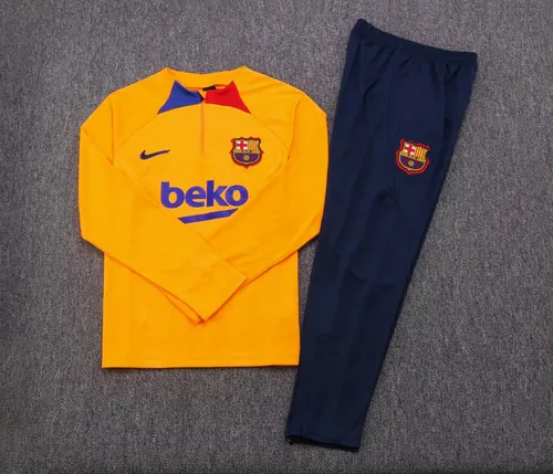 2022/2023 Barcelona Half-Pull Training Suit Yellow Jersey Set — view 7