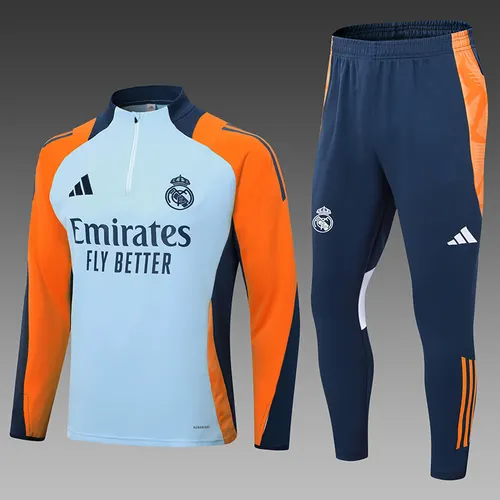 Conjunto de Camiseta de Fútbol Real Madrid Semi-Pull Azul Bebé y Amarillo 2024/2025 Calidad Tailandesa