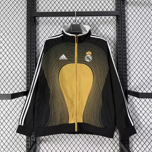 2026/2027 Real Madrid Corta-Vento Preto Amarelo Camisa de Futebol 1:1 Qualidade Tailandesa