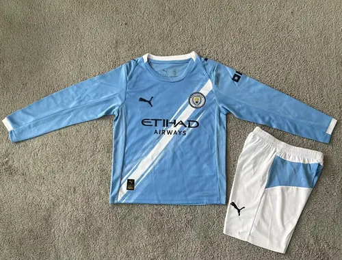 2025/2026 Long Sleeve Manchester City Home 01 Football Jersey AAA fan-grade Kids Size