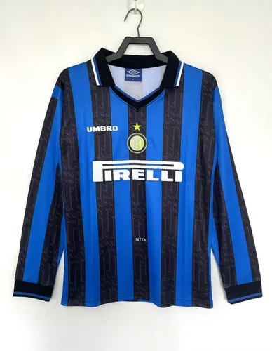 1997/1998 Retro Camiseta Local Internazionale Milan Manga Larga Calidad Tailandesa