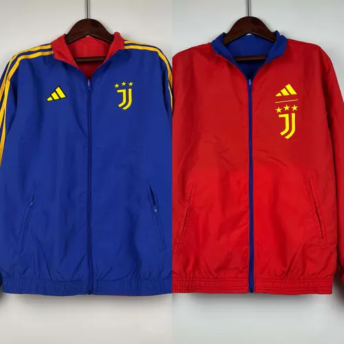 2023-2024 Juventus Reversible Windbreaker(Blue-red)Soccer Jersey AAA fan-grade