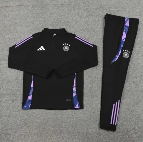 2026 ドイツ ハーフプル トレーニングスーツ ブラックジャージセット