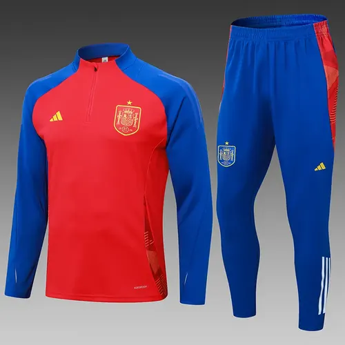 2024-2025 Spain Half-Pull Training Suit Red Football Shirt Set