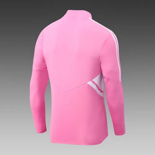 2022/2023 Lyonnais Half-Pull Training Suit Pink Football Shirt Set — view 4