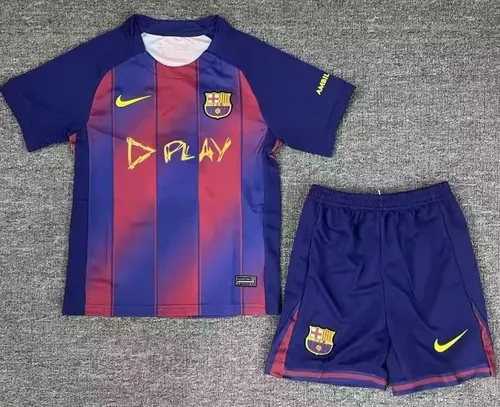 2025/2026 Barcelona Heim Derby Sonderedition Fußballtrikot AAA fan-gradät Kindergröße