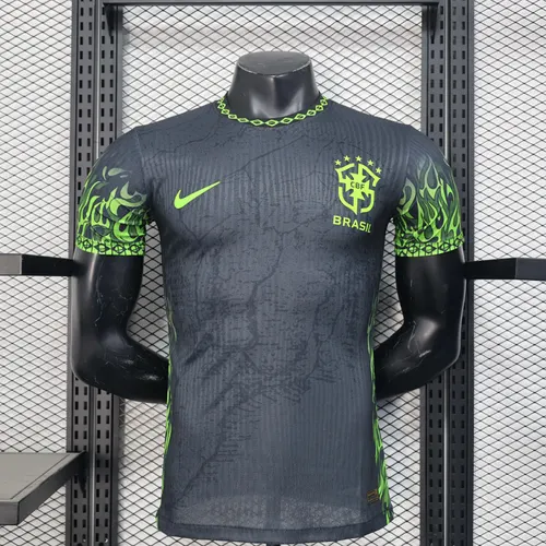 2025 プレイヤーバージョン ブラジル スペシャルエディション ブラック サッカーシャツ AAA ファングレード