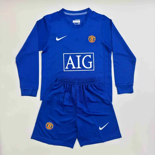 2008/2009 Retro Long Sleeve Manchester United Third Away Football Shirt AAA fan-grade Kids Size