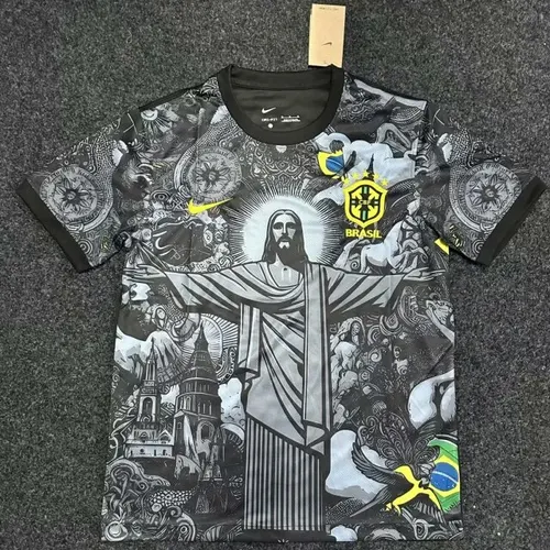 Camisa de Futebol Jesus Preto Cinza Edição Especial Brasil 2024 — view 6