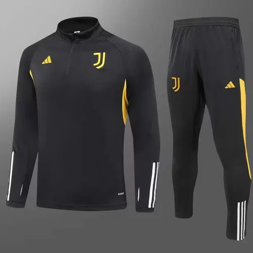 Conjunto de entrenamiento de media cremallera negro de la Juventus 2023/2024 calidad tailandesa