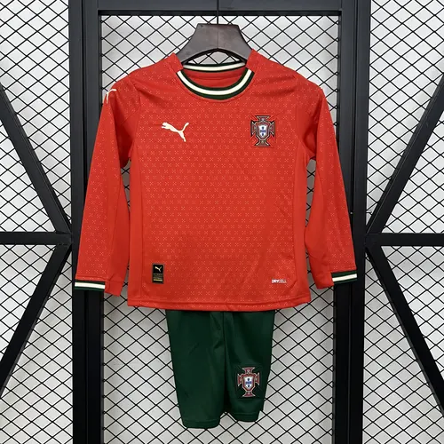 2025 Portugal Maillot Domicile Manches Longues AAA qualité fan Taille Enfant