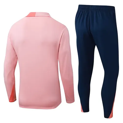 2025/2026 Barcelona Half-Pull Training Suit pink Jersey Set — view 2
