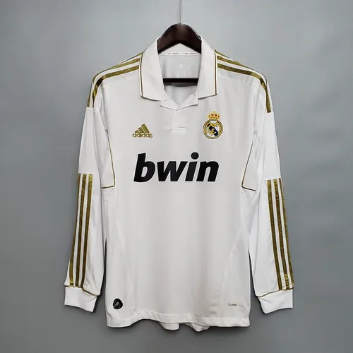 قميص ريال مدريد المنزلي 2011/2012 رجعي بأكمام طويلة جودة تايلاندية — view 1