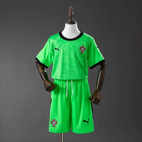 Maillot Portugal Vert Fluorescent 2026 AAA qualité fan Taille Enfant