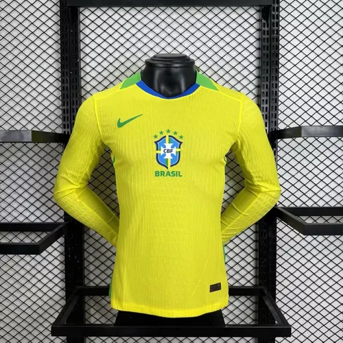 2025/2026 Long sleeves Player Version Brazil Home Football Jersey AAA fan-grade