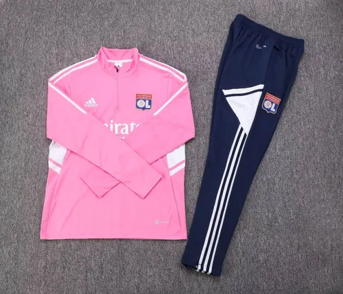2022/2023 Lyonnais Half-Pull Training Suit Pink Football Shirt Set — view 7