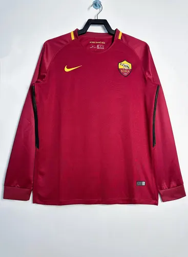 2017-2018 Retro Long Sleeve Roma Home Soccer Jersey AAA fan-grade