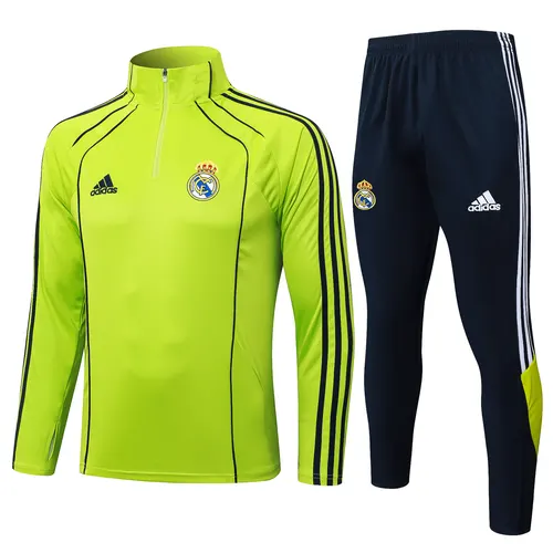 Conjunto de Treino Real Madrid Half-Pull Retrô Verde Grama 2025/2026 Qualidade Tailandesa