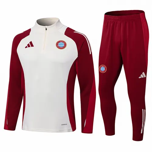 Ensemble d'Entraînement Half-Pull Bayern 2024/2025 Blanc Rouge Qualité Thaï