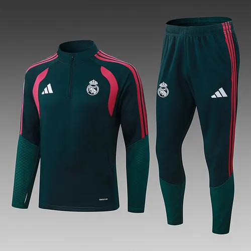 2026/2027 Real Madrid blue Half-Pull Training Suit Dark green Football Shirt 1:1 Thai Quality Set