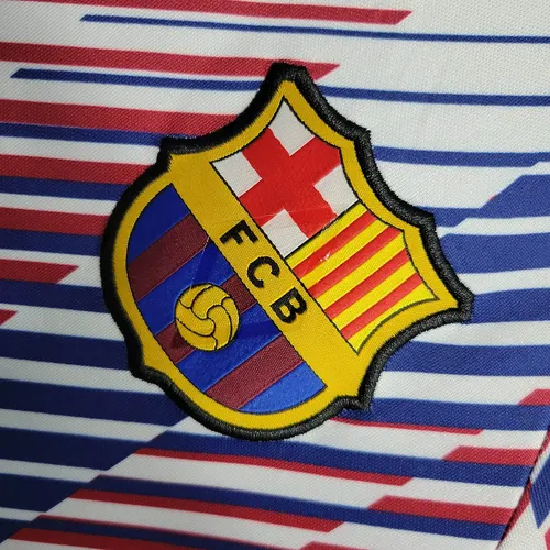 Camisa de Futebol Treino Barcelona Vermelha Branca Azul 2023/2024 — view 9