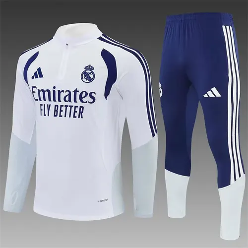 2026/2027 Real Madrid Conjunto de Treino Meio Puxado Branco Camisa de Futebol 1:1 Qualidade Tailandesa