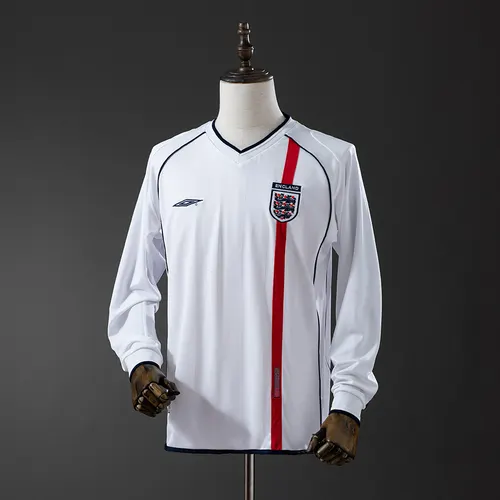 2002 Retro England Home Long Sleeve Jersey AAA fan-grade