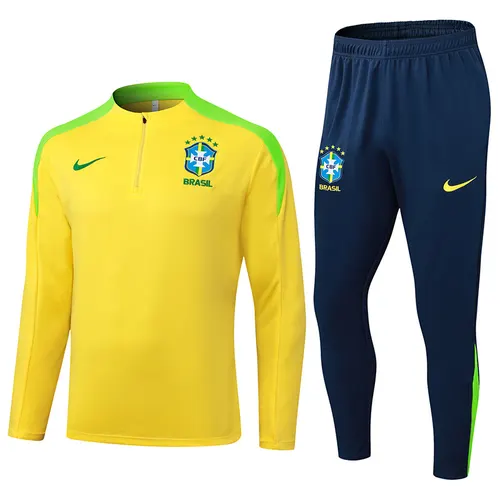 2025/2026 Brazil Half-Pull Training Suit Yellow Jersey Set — view 1