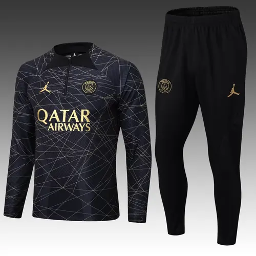 2022/2023 Psg パリ・サンジェルマン ハーフプル トレーニングスーツ ブラックゴールド セット