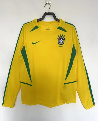 2002 Retro Long Sleeve Brazil Home Soccer Jersey AAA fan-grade — view 1