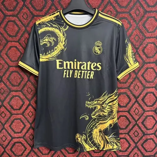 2024/2025 Real Madrid Dragão Dourado Edição Especial Camisa Verde Qualidade Tailandesa