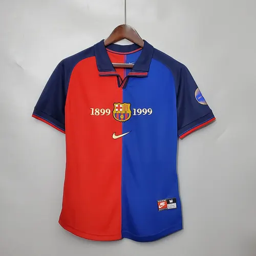 Camisa de Futebol Retro Barcelona Home 100º Aniversário 1999/2000 Qualidade Tailandesa