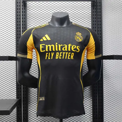 2025/2026 Player Version Real Madrid Special Edition Black and Gold Football Jersey AAA fan-grade