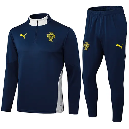 2025-2026 Portugal Half-Pull Training Suit Royal Blue Football Shirt Set