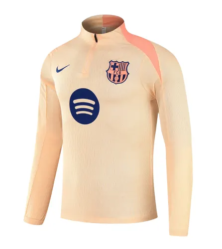 2025/2026 Barcelona beige Half-Pull Training Suit Jersey Set — view 3
