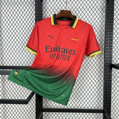 2025/2026 AC Milan Edición Co-Branded Roja Camiseta de Fútbol Calidad Tailandesa