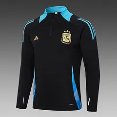 2024-2025 Argentina Half-Pull Training Suit Black Jersey Set — view 3