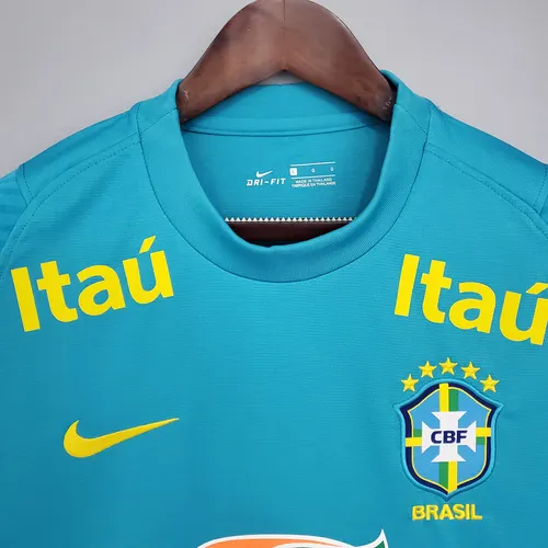 2021 Brazil Training Wear Lake Blue Soccer Jersey — view 3
